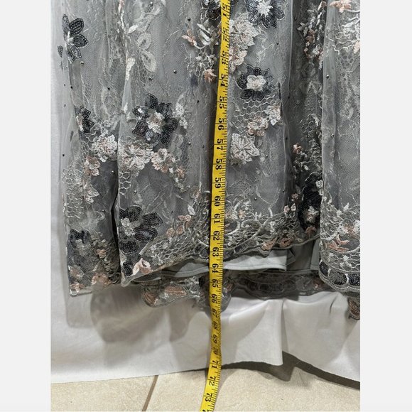 NWT $598 Mac Duggal [ 18W‎ ] Embellished Illusion Long Sleeve A Line Gown #Q542 - Picture 13 of 16